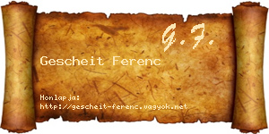 Gescheit Ferenc névjegykártya